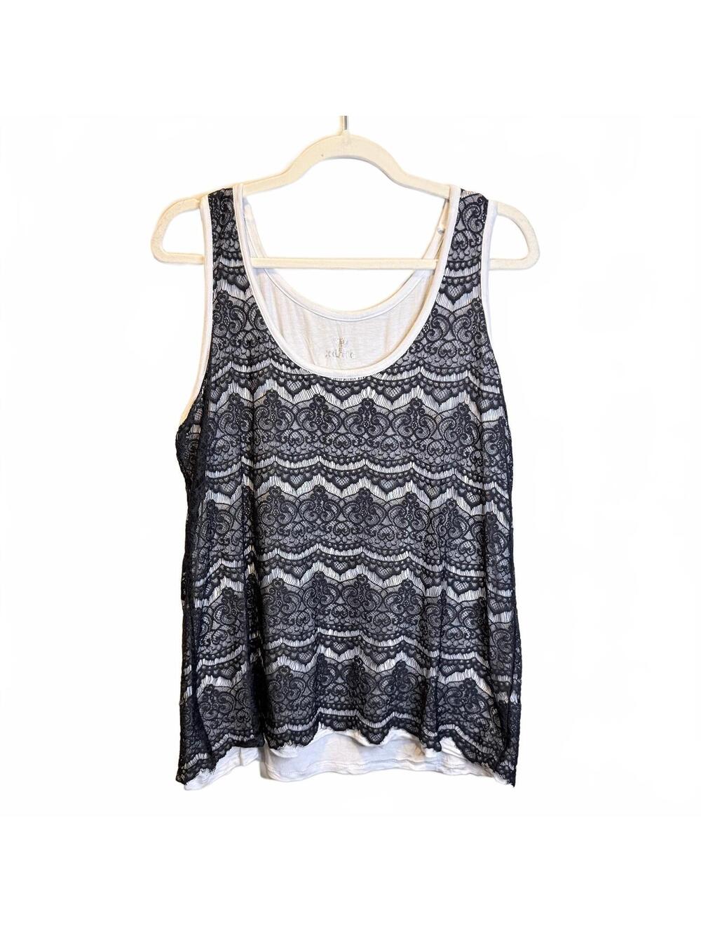 Mossimo XXL Black White Lace Overlay Sleeveless Tank Top